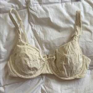 Cream Embroidered Bikini Top